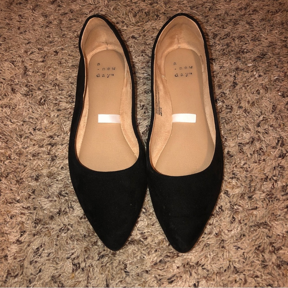 A New Day Black Suede Flats Size 6